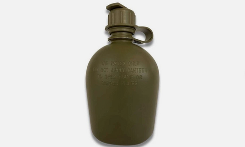 1 Quart Canteen W/ NBC Cap - US Military Hard Plastic OD Green USMC Field Gear